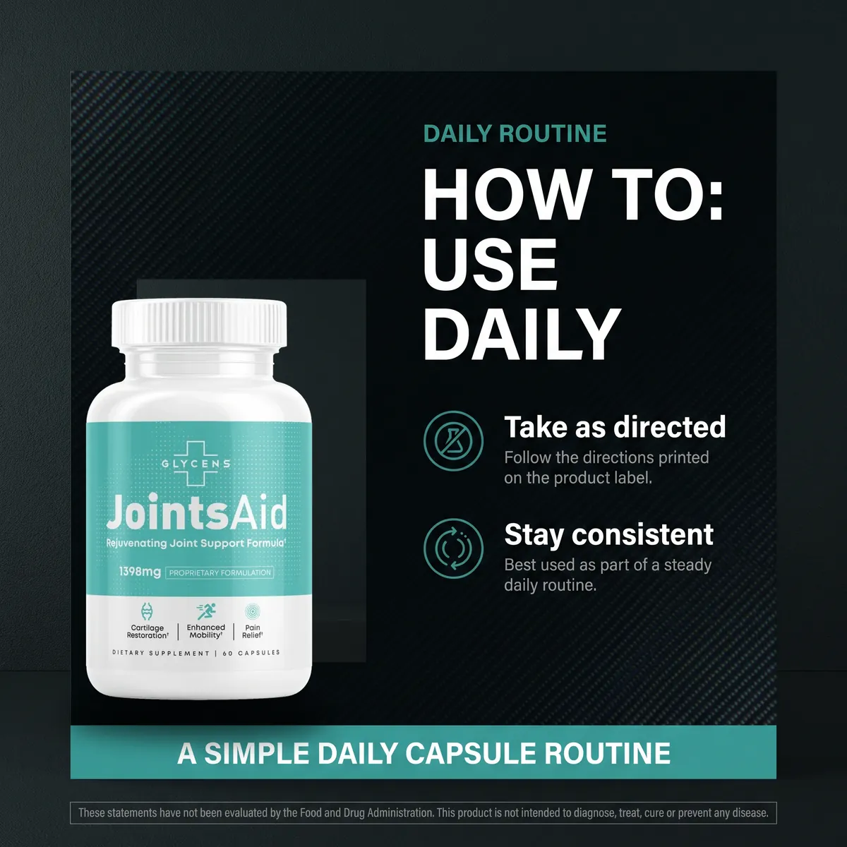 How to use JointsAid daily: take as directed and stay consistent with a simple two-capsule routine
